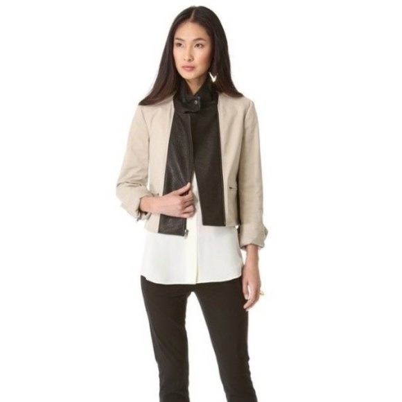 Theory Velea Stretch Cotton/Leather Panel Jacket